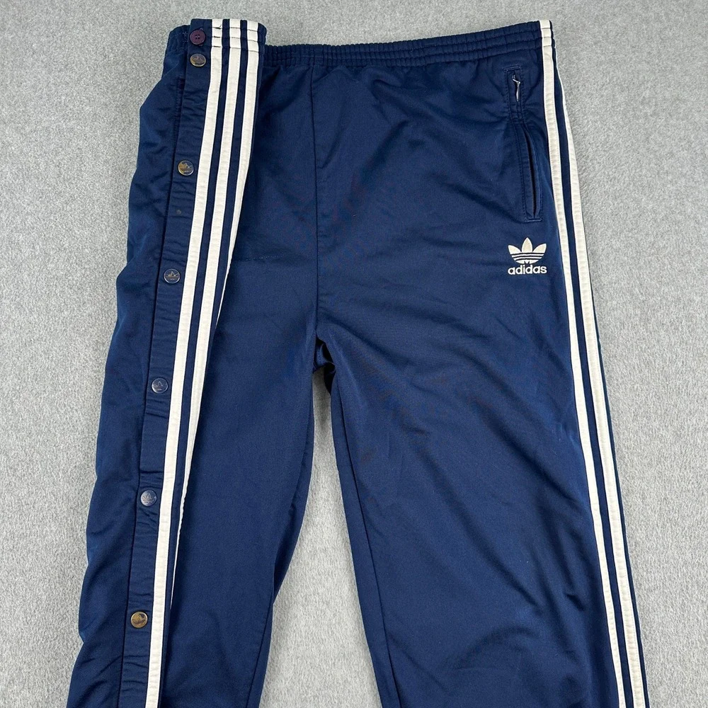 Adidas Track Pants Mens L‎ Navy Blue Snap Tear Away Adibreak Vintage 3-Stripe
